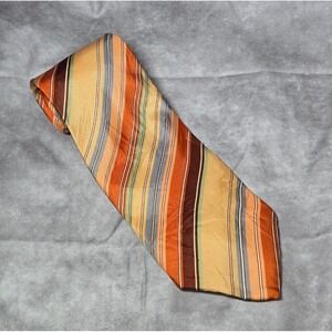 Vintage Gimbels for‎ Men Stripe Necktie Yellow Brown Blue 32"